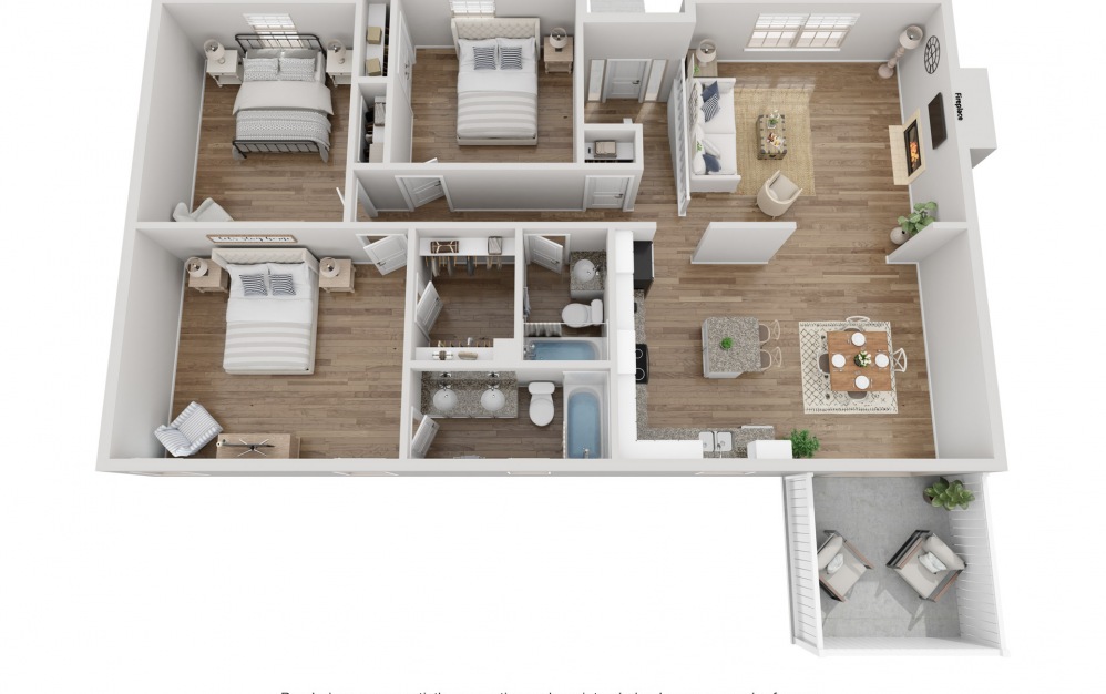 Westridge Home - 4 bedroom floorplan layout with 3 baths and 1959 square feet. (Floor 2)